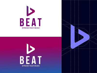 BEAT Music Streaming Logo 2d bass beat business logo design clean flat flat logo icon illustrator logodesign logotype minimal minimalist logo musiclogo musicstream pitch vector