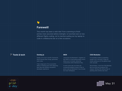 Farewell | CSS Grid May 31 design grid grid design layout