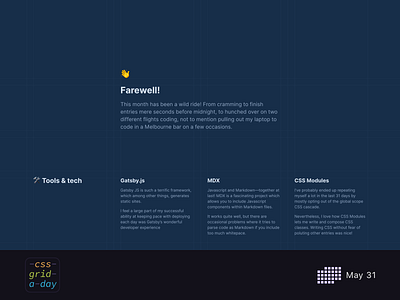 Farewell | CSS Grid May 31