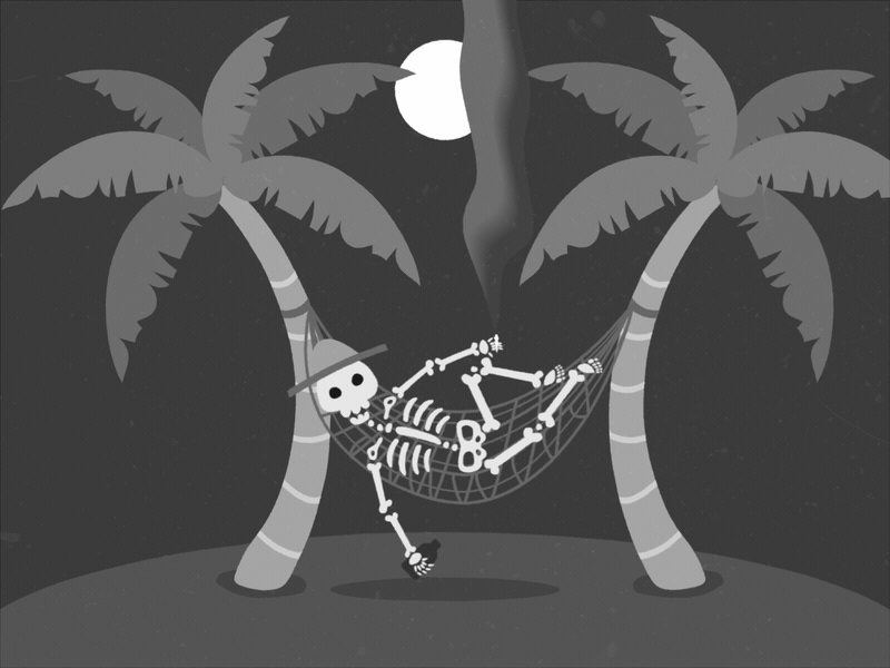 Summer 2020 animation chilling flat design hammock illustration illustrator art motion design motiongraphics palmtree skeleton summer