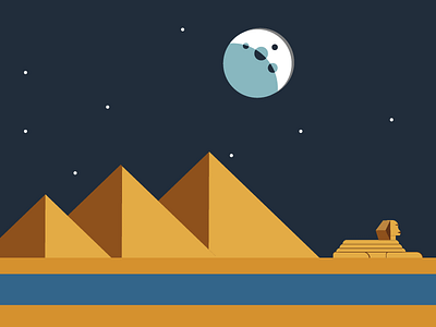 Pyramids of Giza by Night egypt illustration pyramids