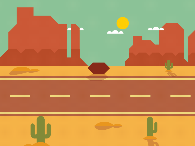 Desert Road animation desert illustration roadrunner