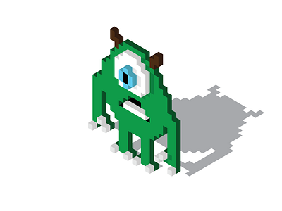 Mike Wazowski 8bitart 8bit 8bitart disney disney art flat design illustration isometric isometric design isometric illustration mikewazowski monsters inc pixar pixel pixelart simple