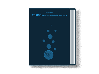 20.000 Leagues under the Sea minimal book cover 20000 leagues book art captain nemo cover art cover design flat design illustration minimalistic monocromatic nautilus squid