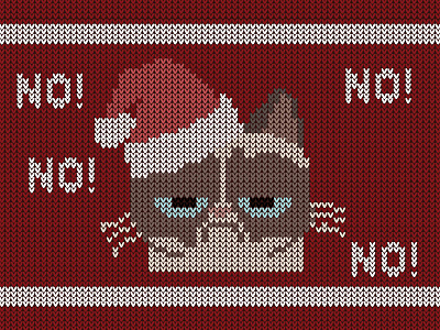 Grumpy Christmas christmas flat design grumpy grumpy cat illustration knitted knitting simple
