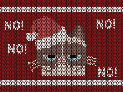 Grumpy Christmas christmas flat design grumpy grumpy cat illustration knitted knitting simple