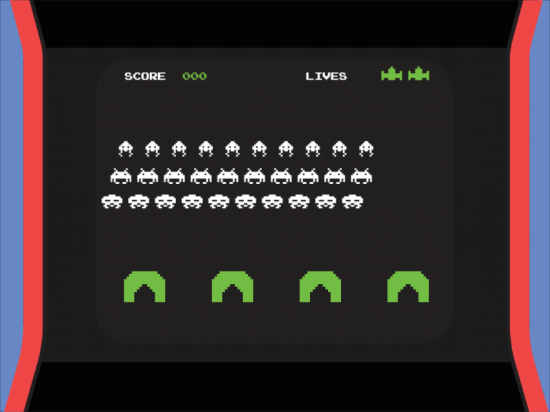 Space Invaders animation animation 2d arcade arcade game flat design illustrator art motion design motiongraphics simple