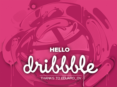 Hello Dribbble! debut design dribbble firstshot hello ink invitation okdigital pink thanks