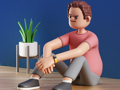 boy thinking 3d 3d art c4d cinema4d illustration