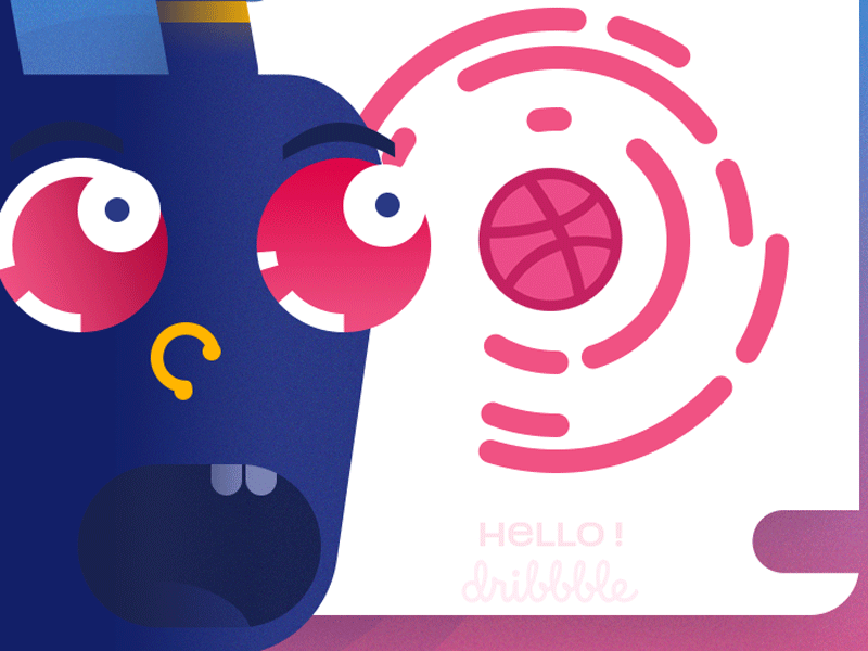 Wooo Hooo ! animated character dribbble eyes first shot gif gradients hello robot surprise tribe
