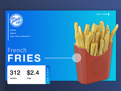Cafe Menu Concept blue branding concept e shop fries illustration menu potato product ui ux website