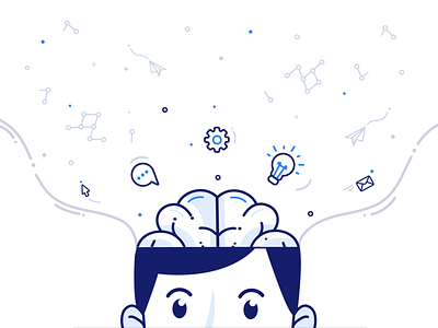 Ideas agency brain email icon ideas illustration mind mobile office ui