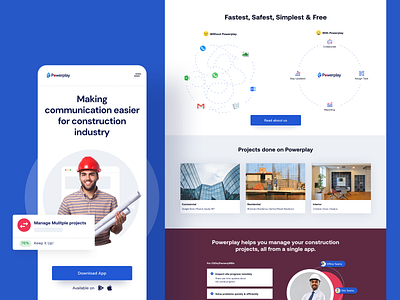 Powerplay landing page agency app design icon illustration mobile ui website