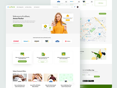 Evoshare Homepage app design ecommerce icon illustration landing mobile ui ux vector web website design