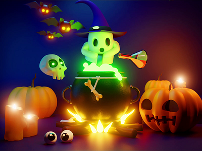 Trick or treat!? 🎃 3d 3d render animation bats blender c4d cinema 4d ghost graphic design halloween horror illustration motion graphics pumpkin scary skull spooky trick or treat ui website