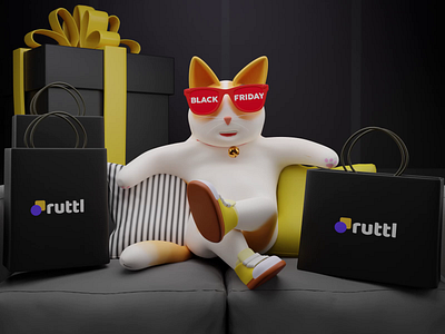 Ruttl Black Friday Deals 3d animal animation black friday brucira cat collaboration deal design feedback gift illustration india motion offers ruttl sale tool ui ux