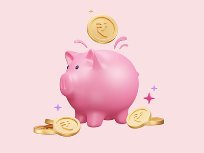 lazypay- 3d icons design 3d agency cash coin design icon illustration logo mobile money payment pig website