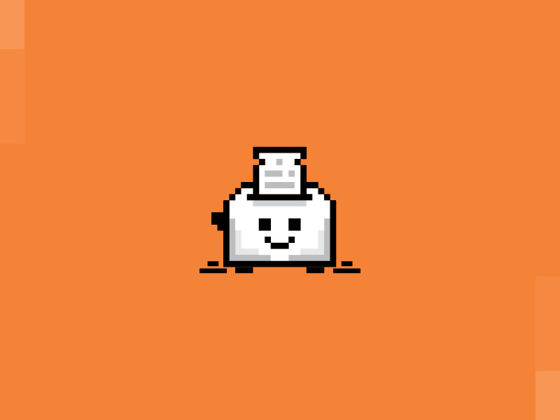 8-bit smiling toaster logo