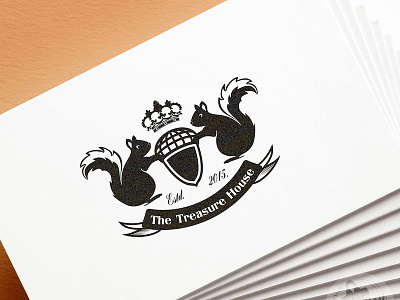 The Treasure House black white branding coatofarms crest design logo retro