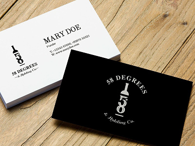 58 Degrees black white branding busines card creative design idea logo luxury typography wine