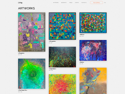 Artworks | LenVog artist artwork branding buy case cases design gray list menu orange painting paintings portfolio site ui ux web web design web development