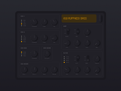 Simple VA synth with neumorphic UI