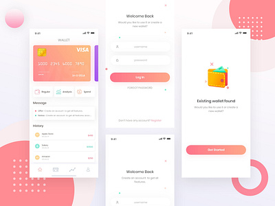 E- Wallet App 2019 trend app interaction branding clean corporate creative crypto trading crypto wallet design e walltet financial app gradient illustration ios landing page light logo ui ux wallet app