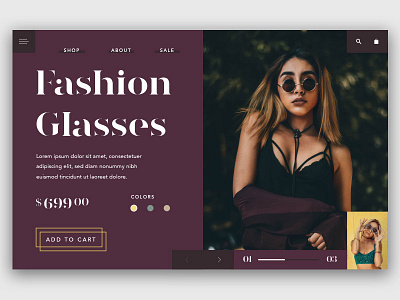 Hello Dribbble! e commerce fashion glasses layout typography web