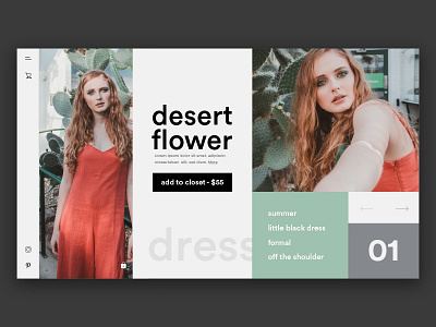 Desert Flower dress e commerce fashion layout typography uxui web design