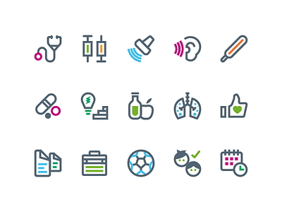 Icons Set for a pediatrist design flat icons lines modern simple