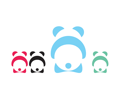 LOGO PANDA animal black color flat logo panda