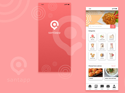 Mobile app for food order "santapp". design food app illustration ios app mobile app mobile ui ui ui ux uidesign user interface design ux