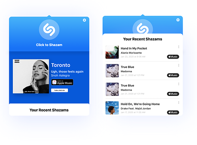 Shazam branding design extension lyrics macbook music shazam ui ux ux design