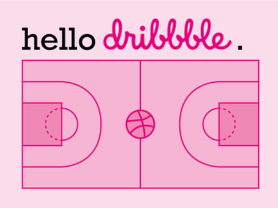 Hello Dribbble! basketball basketball court debut design dribbble illustration illustrator pink vector