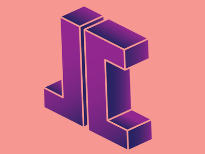 New Logo 3d branding design gradient icon illustration illustrator jc logo orange purple typography