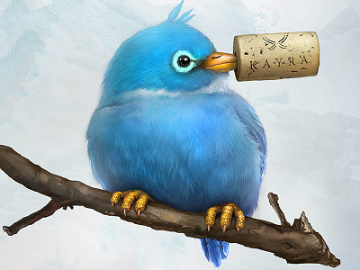 Corked Twitter Bird adobe photoshop bird blue cork digital illustration digital painting icon illustration twitter wacom