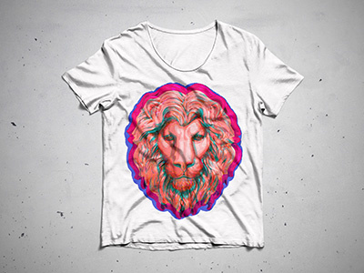 Lion art draw fashion illustration print t shirt