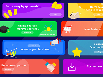 Call to action banners banners buttons call to action design flat icons ui web website