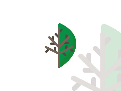 Flat tree illustration with leaf