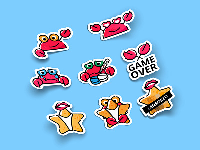 Stickers for telegram character crab design graphic icon icons illustration illustrator starfish sticker stickers