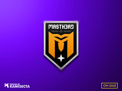 MASTHEAD logo - FOR SALE androide branding design esports gaming illustration logo m logo mascot orange logo robot robotic team
