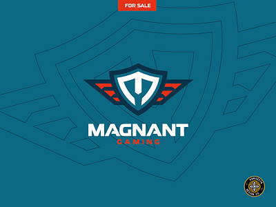 MAGNANT gaming - FOR SALE branding design emblem escudo esports gaming letters logo logo a day shield squad vector wings