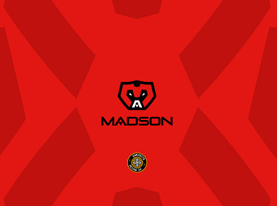 MADSON logo - FOR SALE branding design esports eyes face gaming graphic design helmet letter logo madson mascot red sports team ui vector