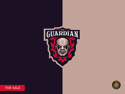 GUARDIAN logo - FOR SALE bald branding design esports face fire gaming graphic design guardian head illustration logo mascot mask person vector