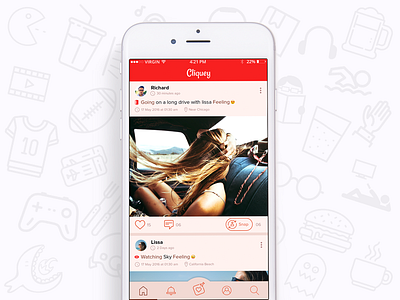 Cliquey - Activity driven social media app activity app cliquey ios iphone minimal snap social socialmedia