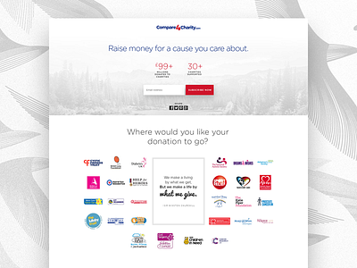 Compare4Charity cause charity clean landing page minimal ui design website white