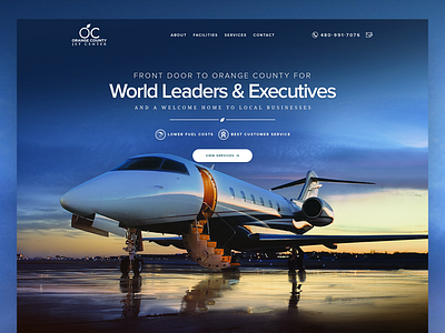 Orange County Jet Center airline airport airways jet landing page ui design website