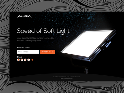 Aura LED Panel Splash Page design concept dark led signup page splash page subscription ui design website