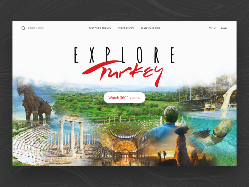 Explore Turkey - Watch 360 Videos collage concept graphic design tour travel turkey ui design website