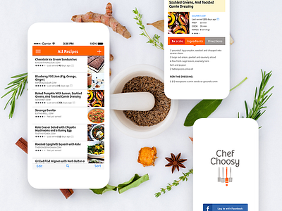 Chef Choosy app chef food iphone minimal mobile recipe restaurant ui ux